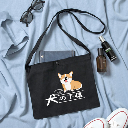 犬イラスト　レギュラー キャンバス サコッシュコーギー Corgi 犬の下僕