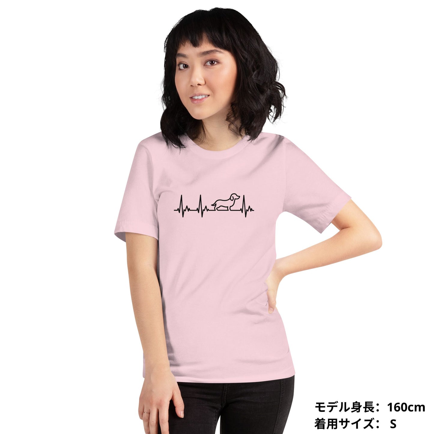 犬 tシャツ 犬イラスト ダックスフンド ハートビート 心電図