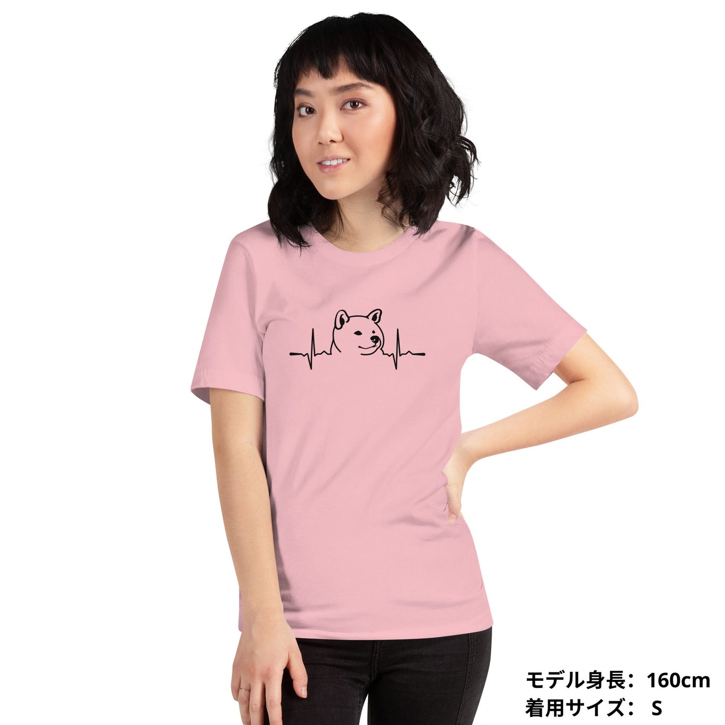 犬 tシャツ 犬イラスト 柴犬  ハートビート 心電図