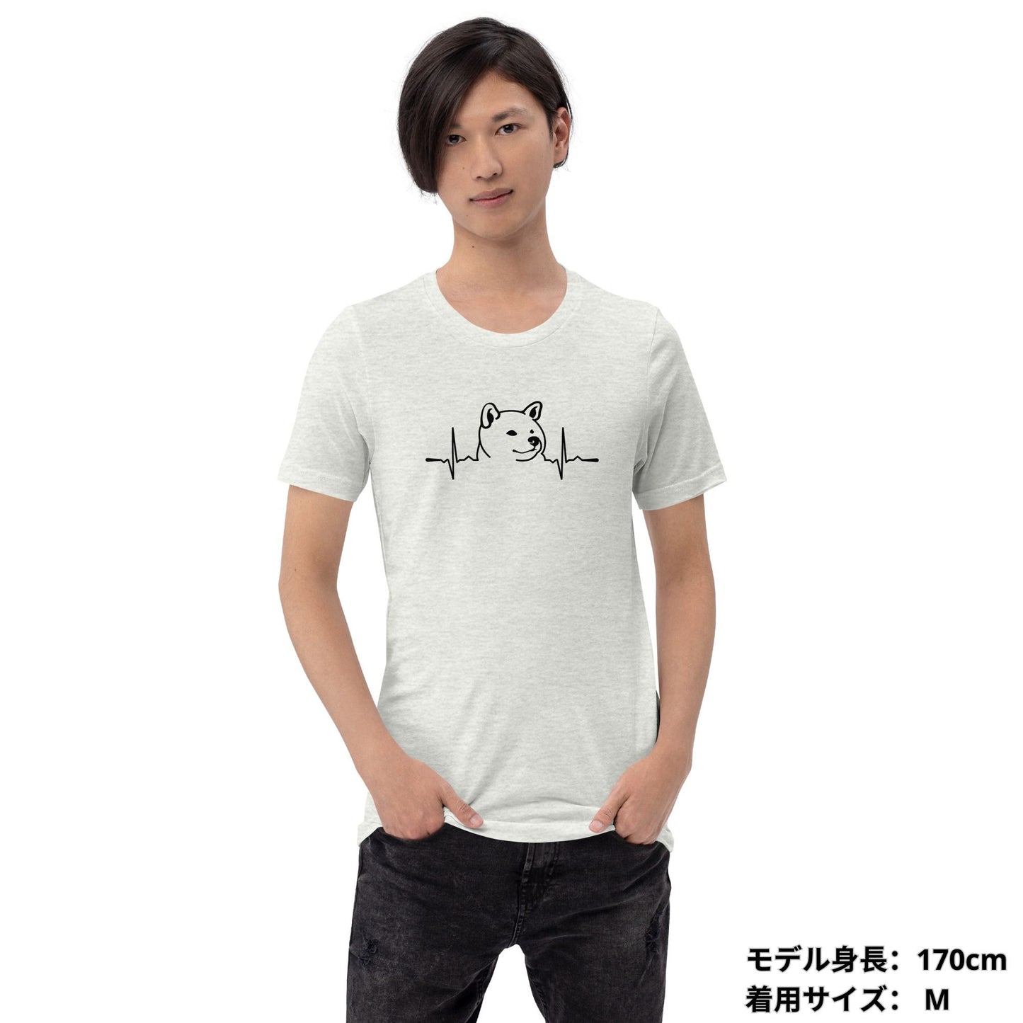 犬 tシャツ 犬イラスト 柴犬  ハートビート 心電図