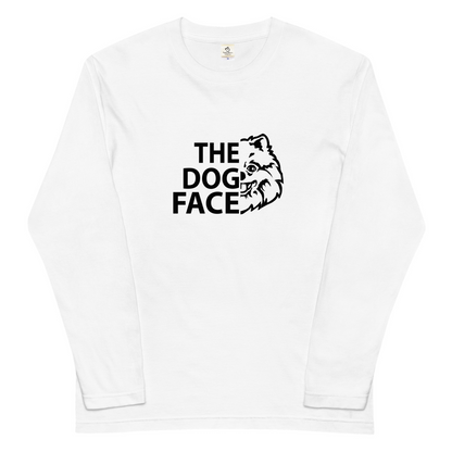 犬 ロン t 長袖tシャツ いぬ 犬イラストポメラニアン  THE DOG FACE