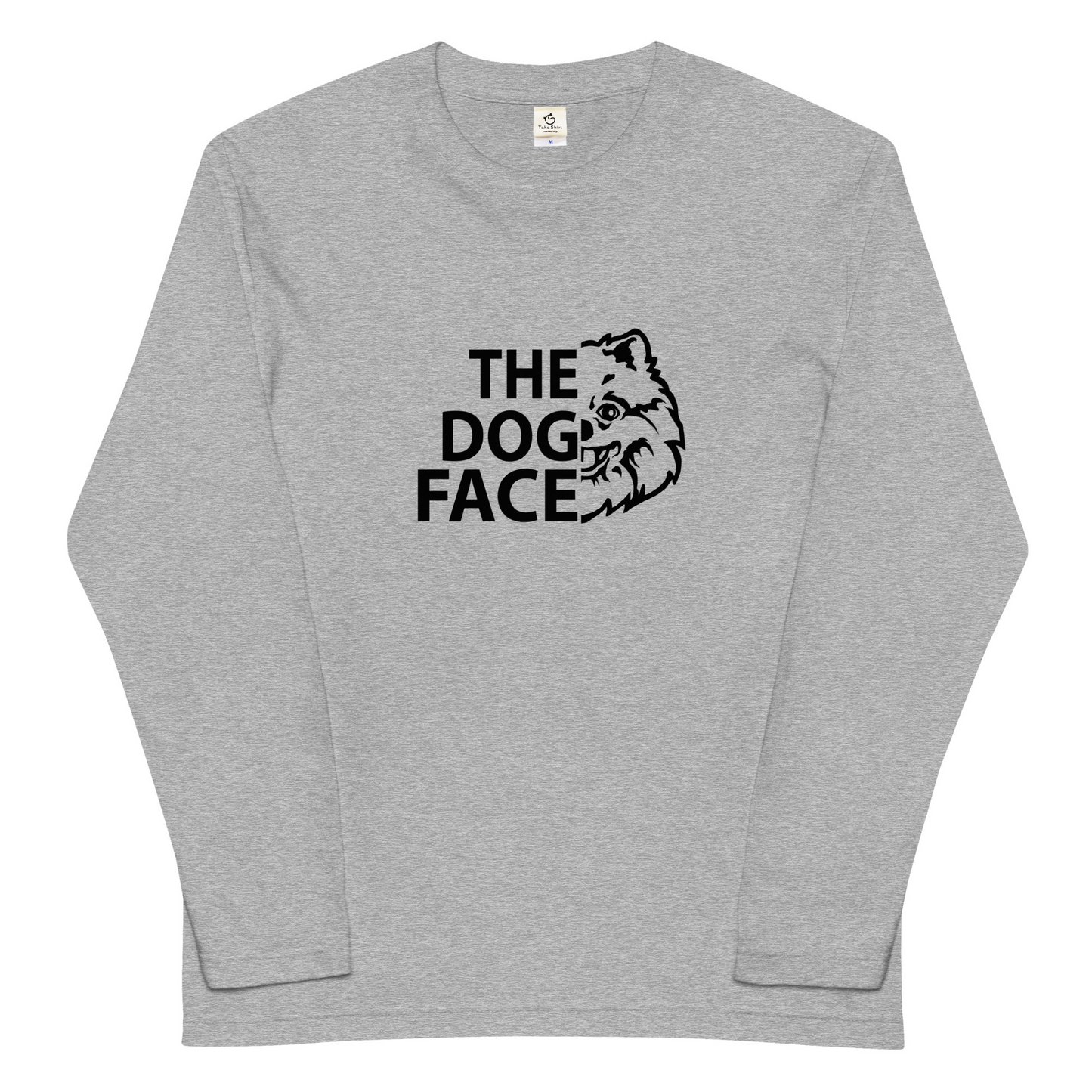 犬 ロン t 長袖tシャツ いぬ 犬イラストポメラニアン  THE DOG FACE