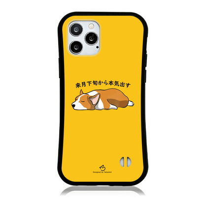 ケース いぬ 犬 イラストCorgi犬 来月下旬から本気出す ケース iPhone14 ケース iPhone15