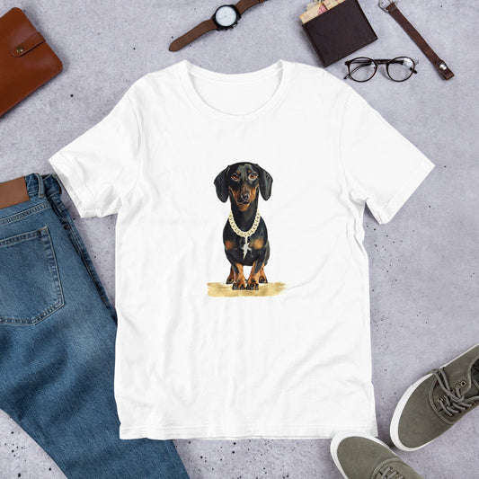 犬 tシャツ 犬イラスト ダックスフンド ブラック ｜アダルト&キッズサイズ