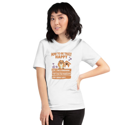 犬 tシャツ 犬イラスト ポメラニアン 幸せ｜アダルト&キッズサイズ